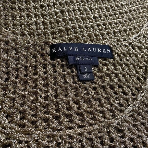 Ralph Lauren Gold Lame Open Hand Knit Mesh Sleeveless Scoop-neck Tank Sweater - Picture 12 of 16